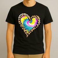 Tie Dye Colorful Cute Leopard Heart Love Hippie T-Shirt