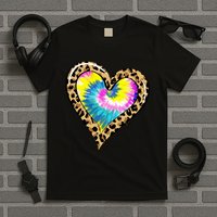 Tie Dye Colorful Cute Leopard Heart Love Hippie T-Shirt