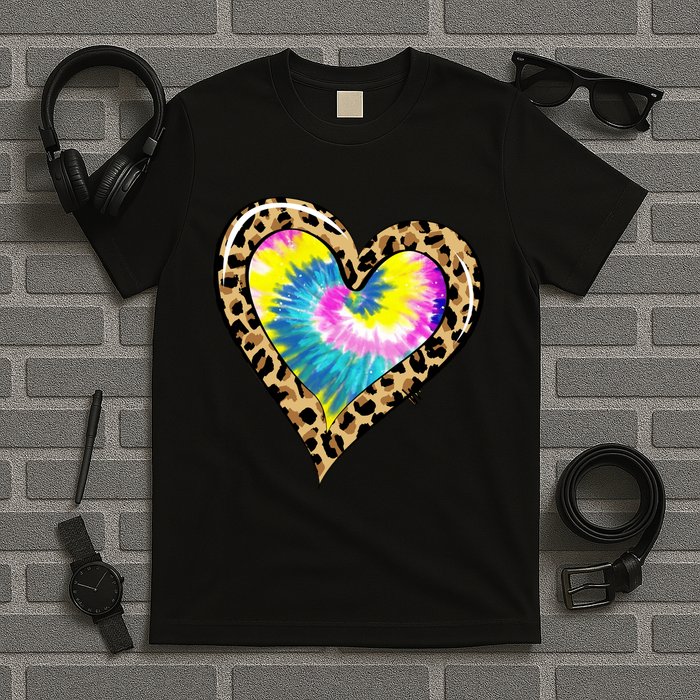 Tie Dye Colorful Cute Leopard Heart Love Hippie T-Shirt