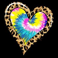 Tie Dye Colorful Cute Leopard Heart Love Hippie T-Shirt