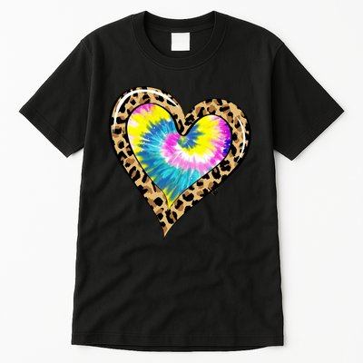 Tie Dye Colorful Cute Leopard Heart Love Hippie Tall T-Shirt