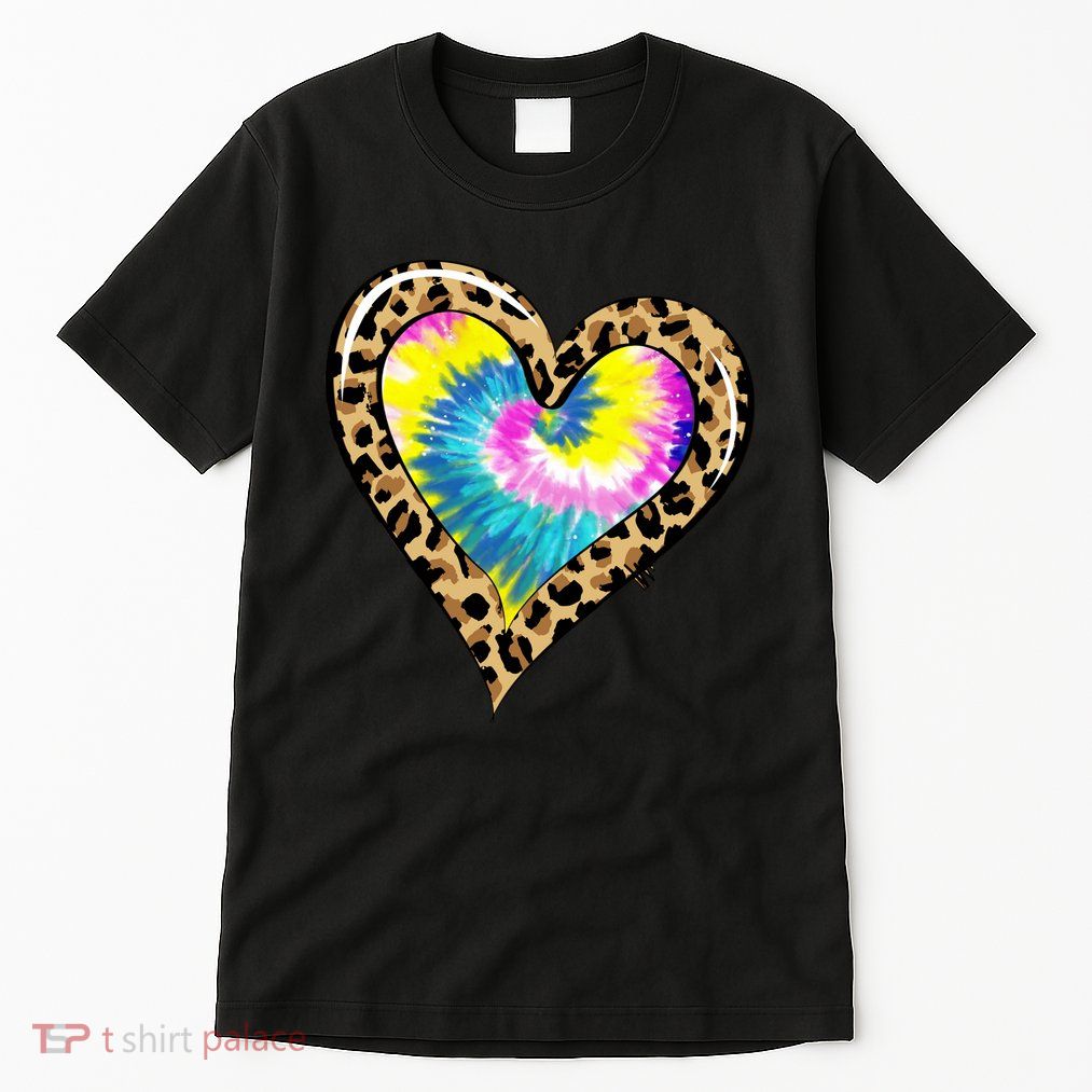 Tie Dye Colorful Cute Leopard Heart Love Hippie Tall T-Shirt