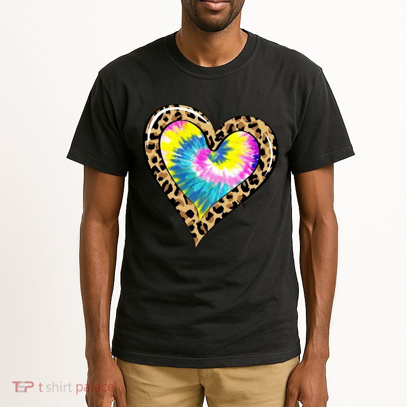 Tie Dye Colorful Cute Leopard Heart Love Hippie Tall T-Shirt
