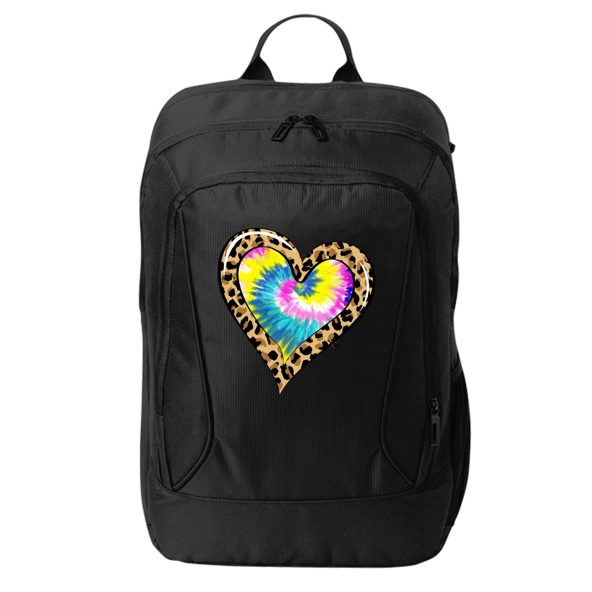 Tie Dye Colorful Cute Leopard Heart Love Hippie City Backpack