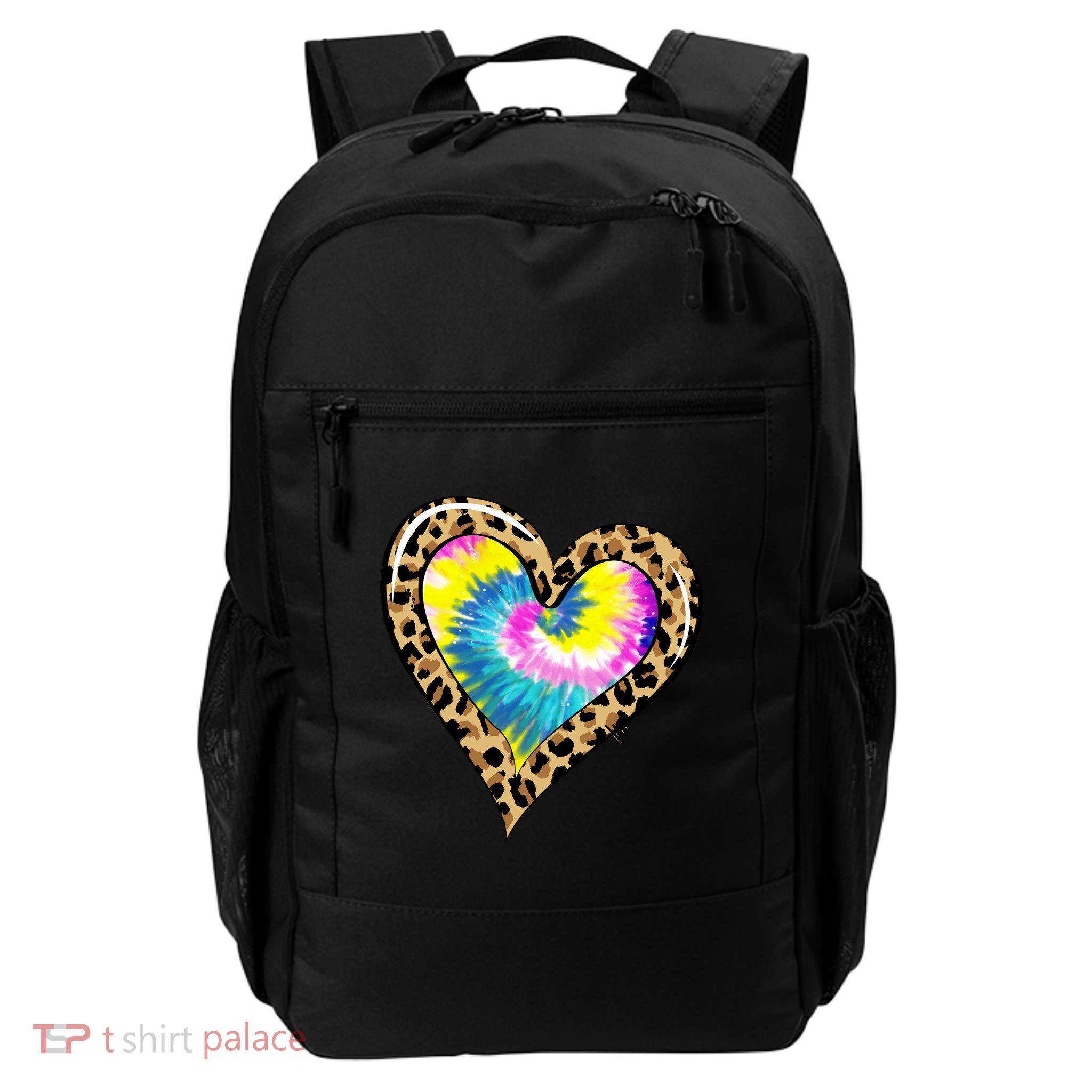 Tie Dye Colorful Cute Leopard Heart Love Hippie Daily Commute Backpack