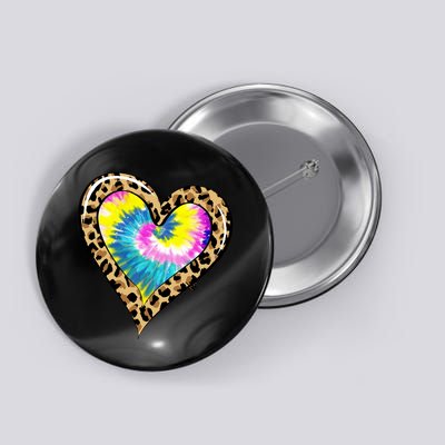 Tie Dye Colorful Cute Leopard Heart Love Hippie Button