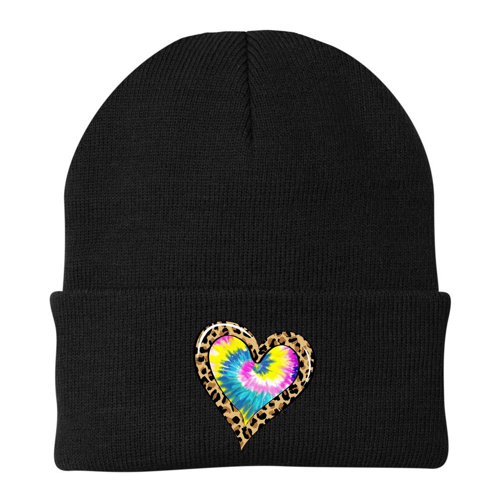 Tie Dye Colorful Cute Leopard Heart Love Hippie Beanie