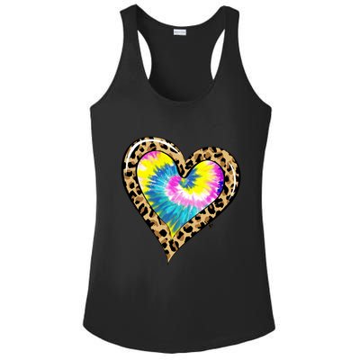 Tie Dye Colorful Cute Leopard Heart Love Hippie Ladies PosiCharge Competitor Racerback Tank