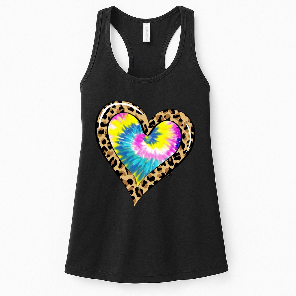 Tie Dye Colorful Cute Leopard Heart Love Hippie Womens Tank Top