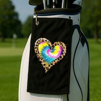 Tie Dye Colorful Cute Leopard Heart Love Hippie Golf Towel