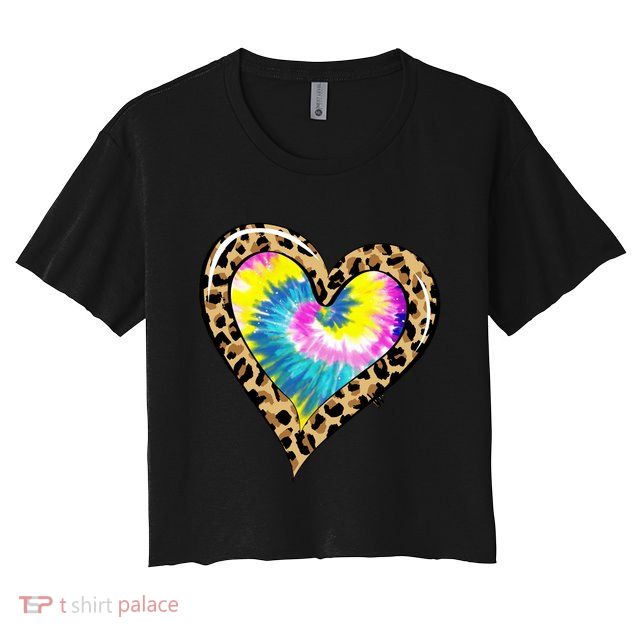 Tie Dye Colorful Cute Leopard Heart Love Hippie Crop Top