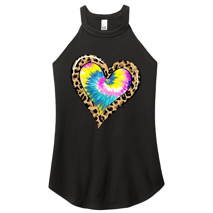 Tie Dye Colorful Cute Leopard Heart Love Hippie Women's Perfect Tri Rocker Tank