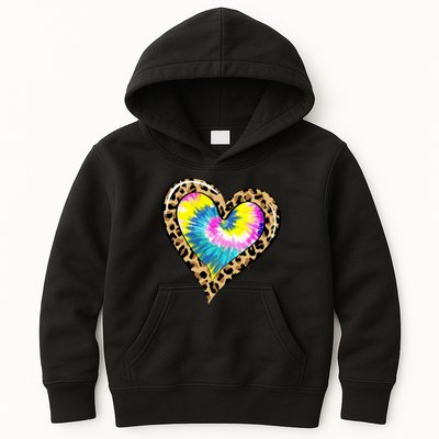 Tie Dye Colorful Cute Leopard Heart Love Hippie Kids Hoodie