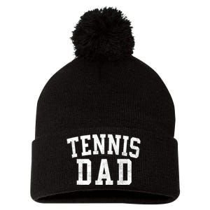 Tennis Dad Classic Bold Font FatherS Day Daddy Pom Pom 12in Knit Beanie