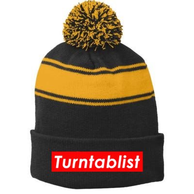 Turntablist Dj Costume For Vinyl Record Club Edm Music Dj Stripe Pom Pom Beanie