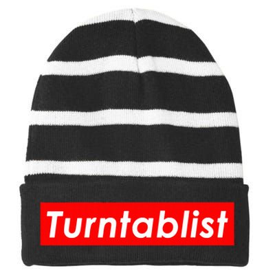 Turntablist Dj Costume For Vinyl Record Club Edm Music Dj Striped Beanie with Solid Band