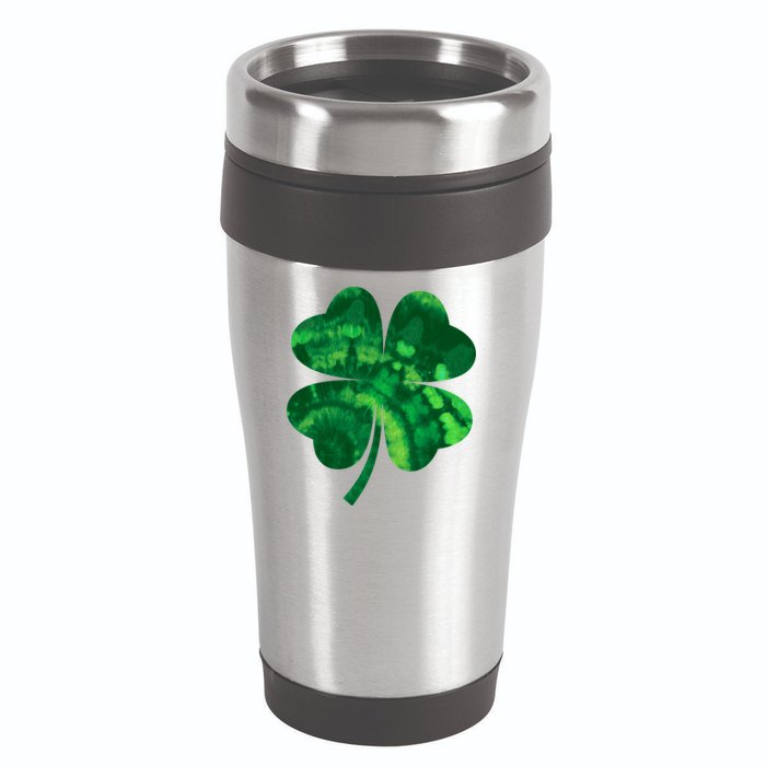Tie Dye Clover St Patrick's Day 16oz Travel Tumbler