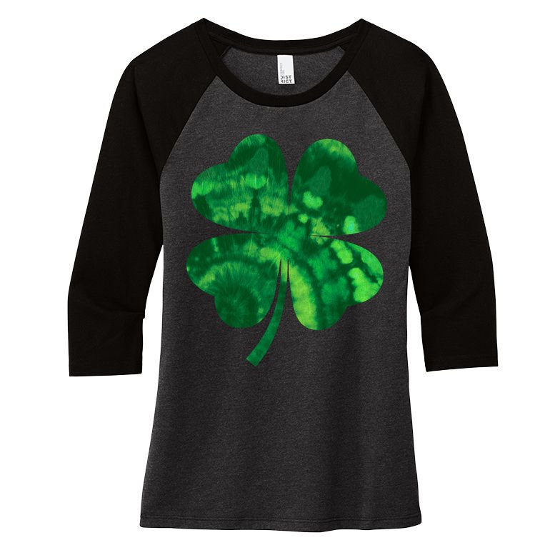 Tie Dye Clover St Patrick's Day Women's Tri-Blend 3/4-Sleeve Raglan Shirt