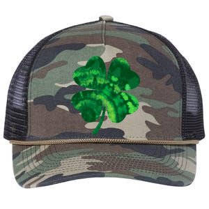 Tie Dye Clover St Patrick's Day Retro Rope Trucker Hat Cap