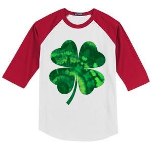 Tie Dye Clover St Patrick's Day Kids Colorblock Raglan Jersey