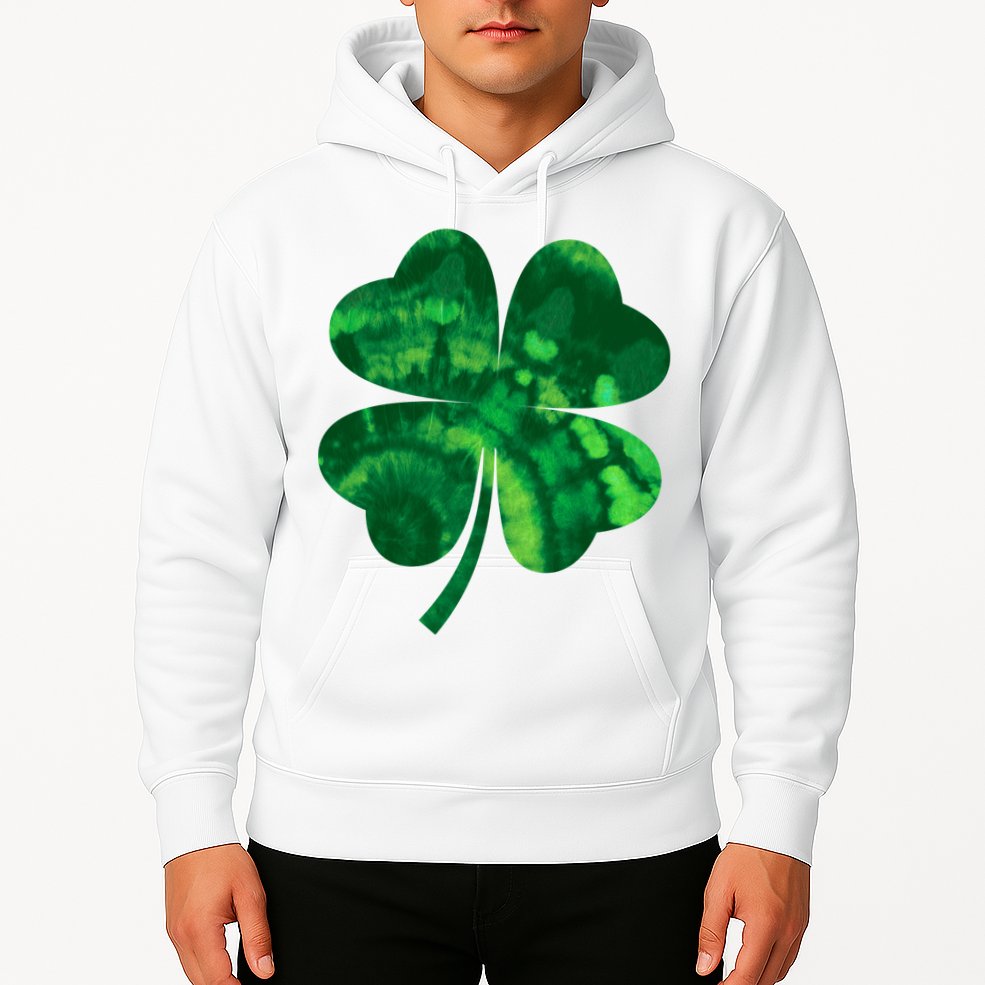 Tie Dye Clover St Patrick's Day Hoodie