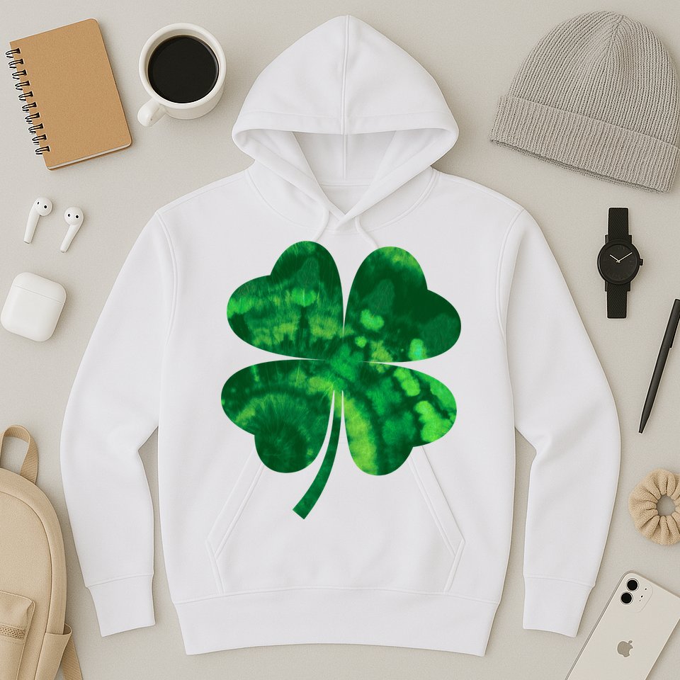 Tie Dye Clover St Patrick's Day Hoodie