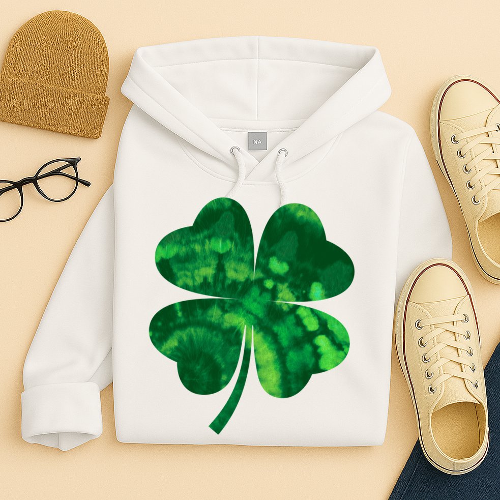 Tie Dye Clover St Patrick's Day Hoodie