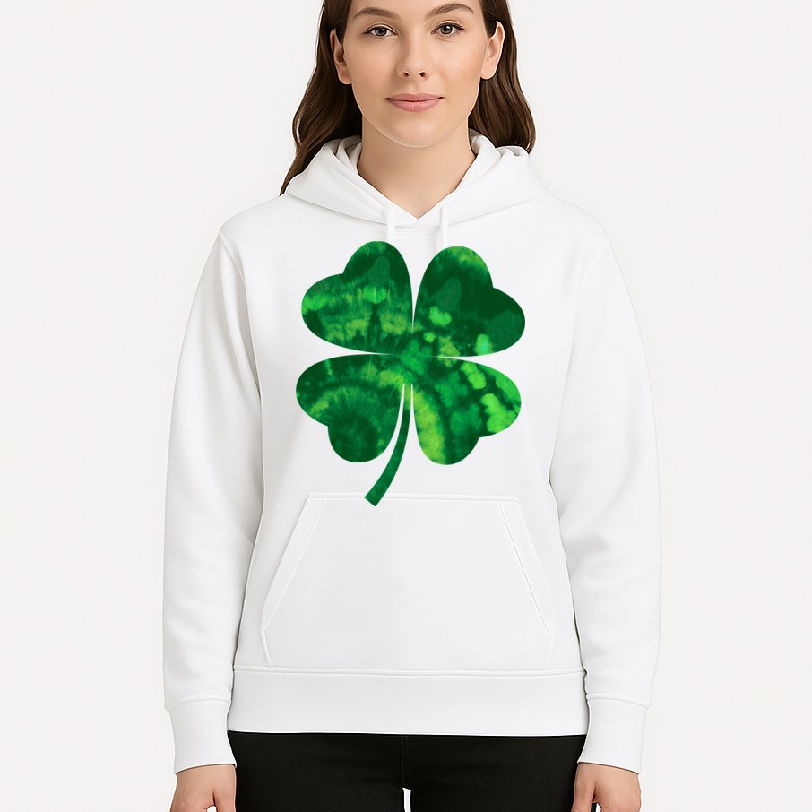 Tie Dye Clover St Patrick's Day Hoodie