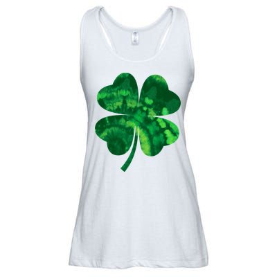 Tie Dye Clover St Patrick's Day Ladies Essential Flowy Tank