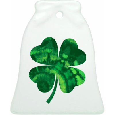 Tie Dye Clover St Patrick's Day Ceramic Bell Ornament