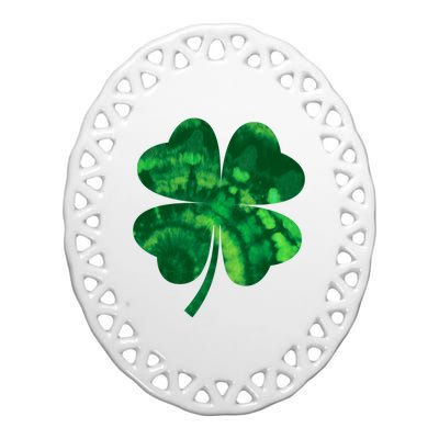 Tie Dye Clover St Patrick's Day Ceramic Oval Ornament