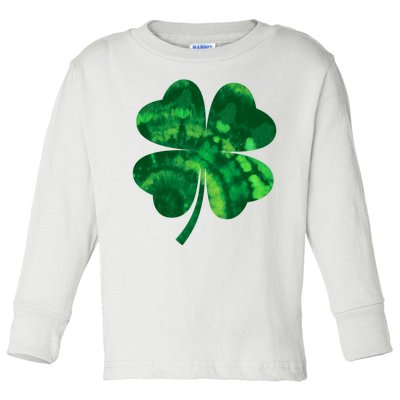 Tie Dye Clover St Patrick's Day Toddler Long Sleeve Shirt