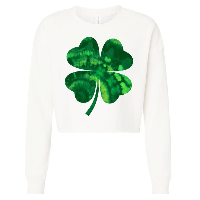 Tie Dye Clover St Patrick's Day Cropped Pullover Crew