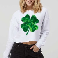 Tie Dye Clover St Patrick's Day Cropped Pullover Crew