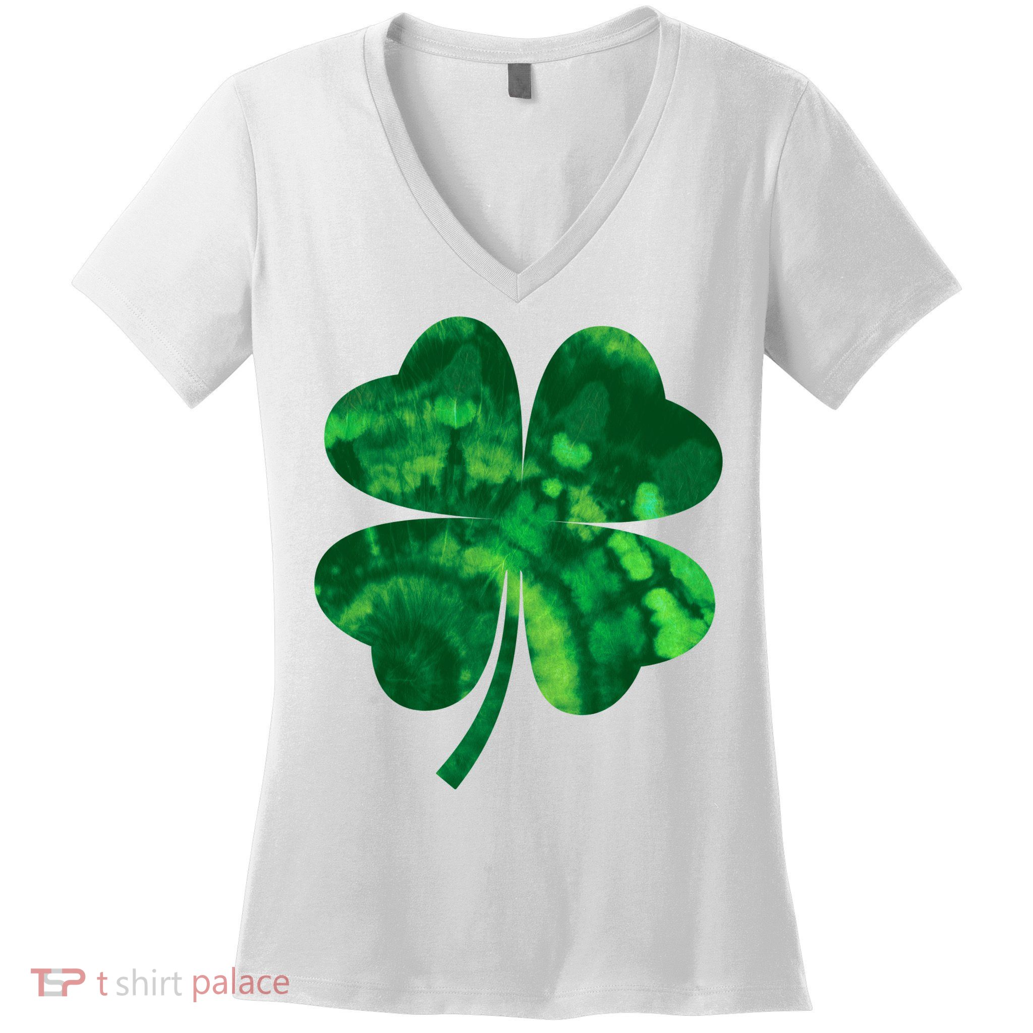 Tie Dye Clover St Patrick's Day Women's V-Neck T-Shirt