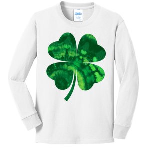 Tie Dye Clover St Patrick's Day Kids Long Sleeve Shirt