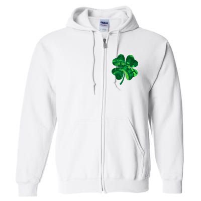 Tie Dye Clover St Patrick's Day Full Zip Hoodie
