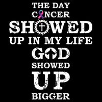 The Day Cancer Showed Up In My Life God Showed Up Bigger Drawstring Bag