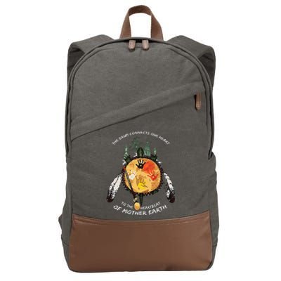 The Drum Connects Our Heart To The Heartbeat Of Mother Earth Cotton Canvas Backpack