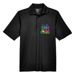 Tie Dye Colorful Peace Sign Hand Out Kindergarten Graduation Men's Origin Performance Pique Polo