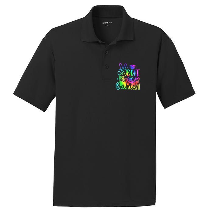 Tie Dye Colorful Peace Sign Hand Out Kindergarten Graduation PosiCharge RacerMesh Polo