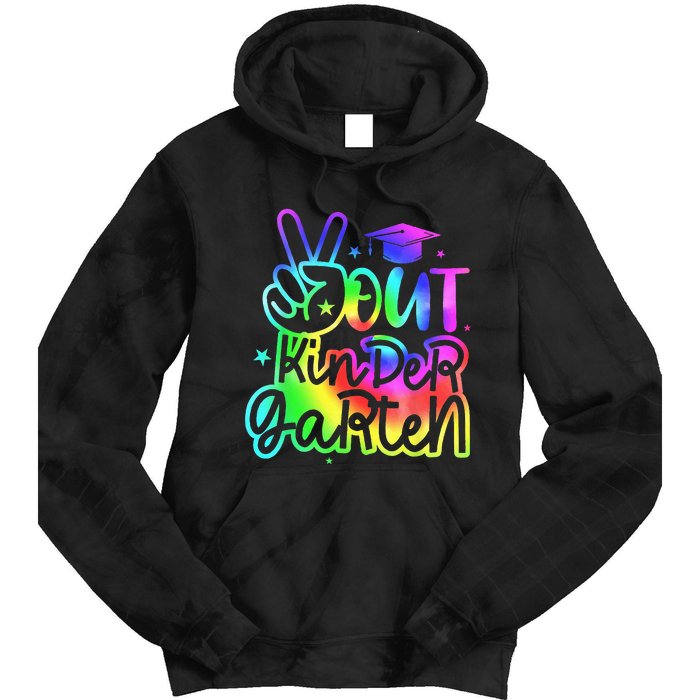 Tie Dye Colorful Peace Sign Hand Out Kindergarten Graduation Tie Dye Hoodie