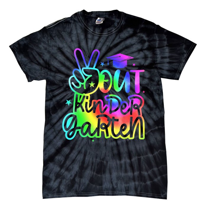 Tie Dye Colorful Peace Sign Hand Out Kindergarten Graduation Tie-Dye T-Shirt