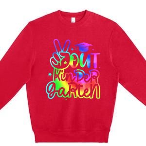 Tie Dye Colorful Peace Sign Hand Out Kindergarten Graduation Premium Crewneck Sweatshirt