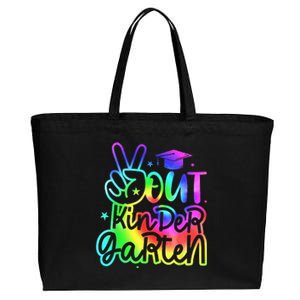 Tie Dye Colorful Peace Sign Hand Out Kindergarten Graduation Cotton Canvas Jumbo Tote