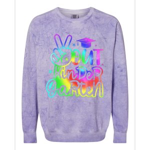 Tie Dye Colorful Peace Sign Hand Out Kindergarten Graduation Colorblast Crewneck Sweatshirt