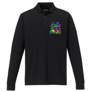 Tie Dye Colorful Peace Sign Hand Out Kindergarten Graduation Performance Long Sleeve Polo