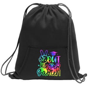 Tie Dye Colorful Peace Sign Hand Out Kindergarten Graduation Sweatshirt Cinch Pack Bag