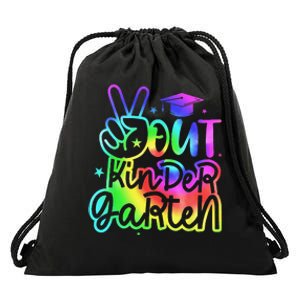 Tie Dye Colorful Peace Sign Hand Out Kindergarten Graduation Drawstring Bag