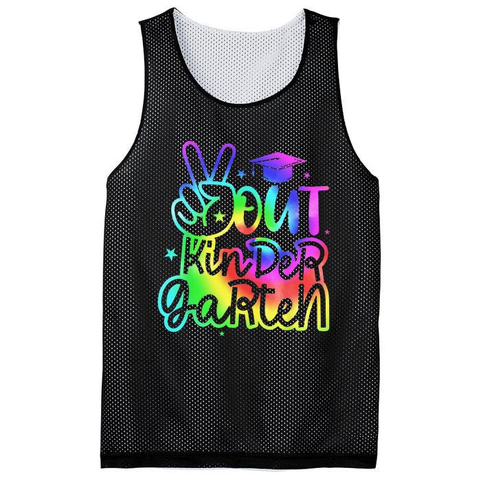 Tie Dye Colorful Peace Sign Hand Out Kindergarten Graduation Mesh Reversible Basketball Jersey Tank